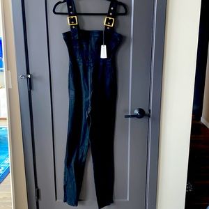 Black denim overalls